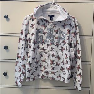 BNWT! GAP kids girls butterfly logo zip up hoodie